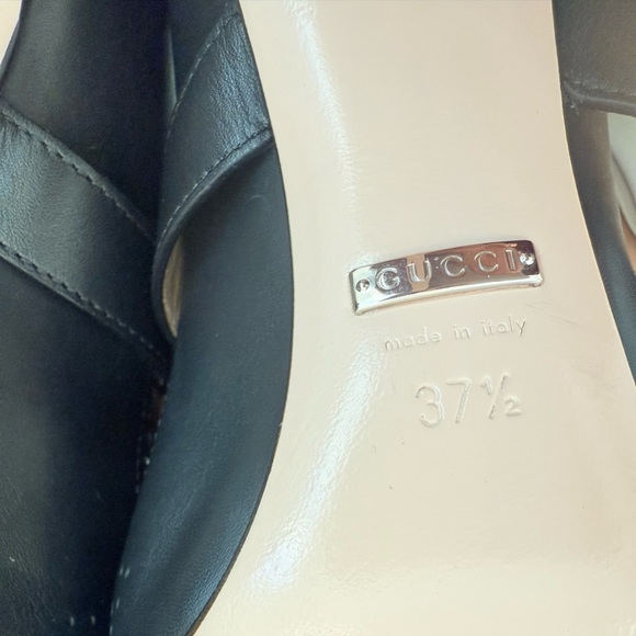 Gucci Black Leather Dionysus Perforated Mary Jane Pumps EU 37.5 - Picture 10 of 10